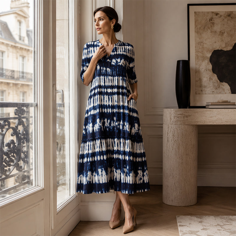 Women's Casual V-Neck Printed Dress