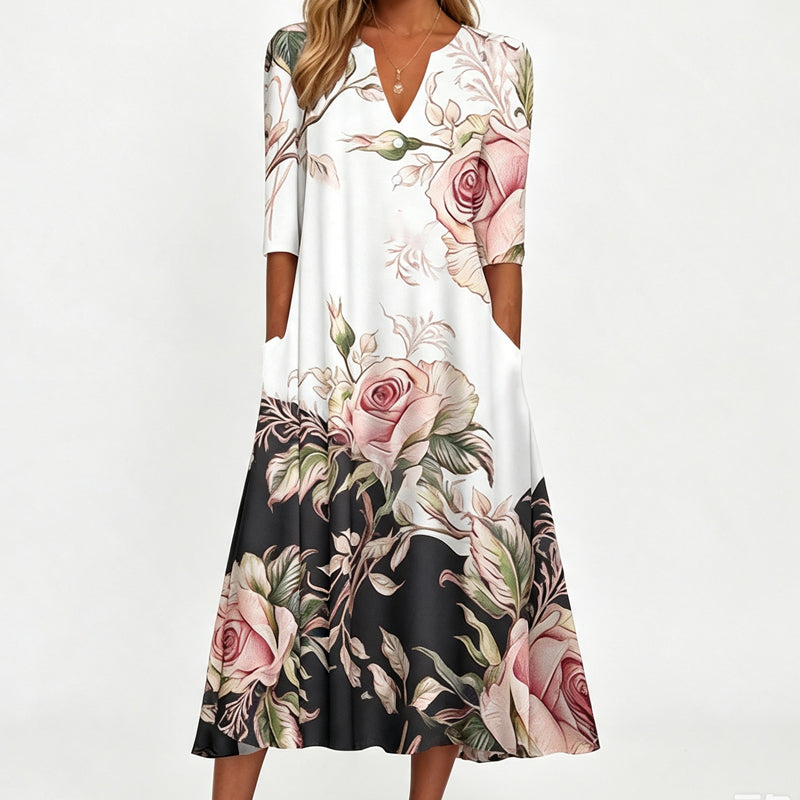 Women's Casual V-Neck Printed Dress