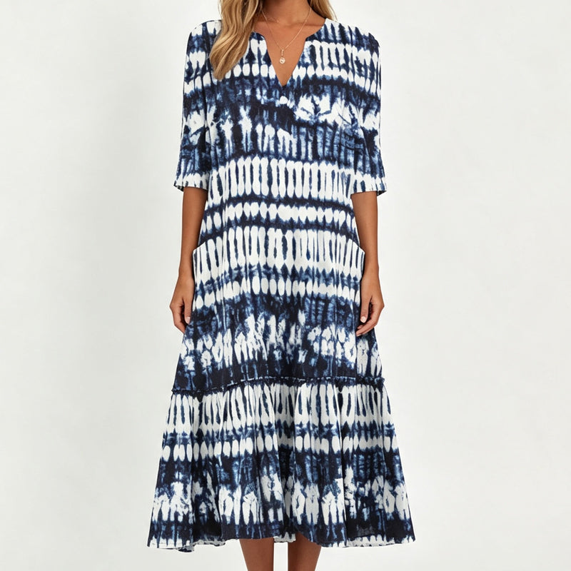 Women's Casual V-Neck Printed Dress