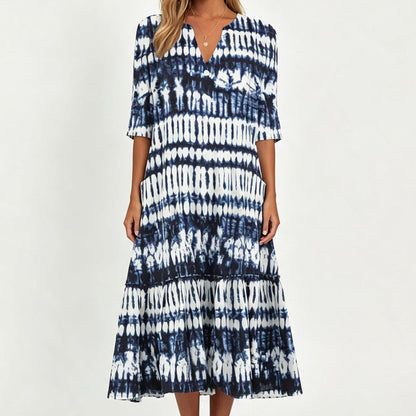 Women's Casual V-Neck Printed Dress