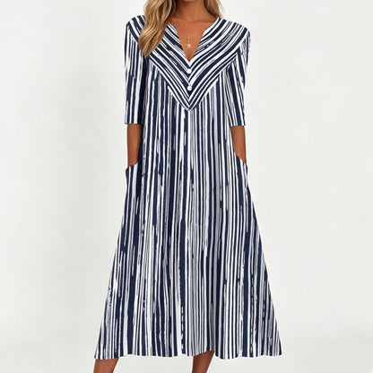 Women's Casual V-Neck Printed Dress