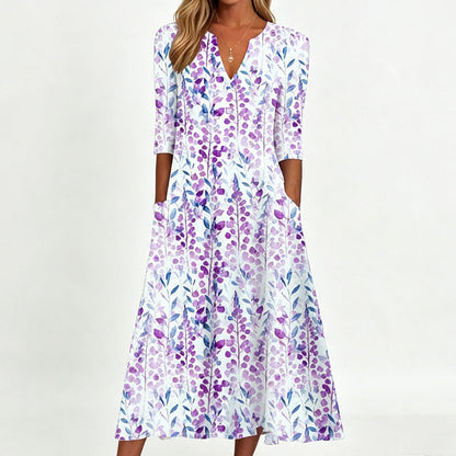 Women's Casual V-Neck Printed Dress