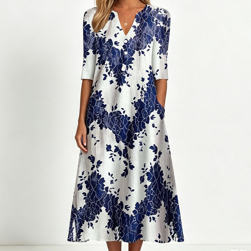 Women's Casual V-Neck Printed Dress