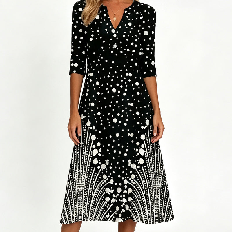 Women's Casual V-Neck Printed Dress