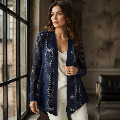 ⌛Limited-Time Offer-Women's Long Sleeve Sunflower Lace Mesh Cardigan