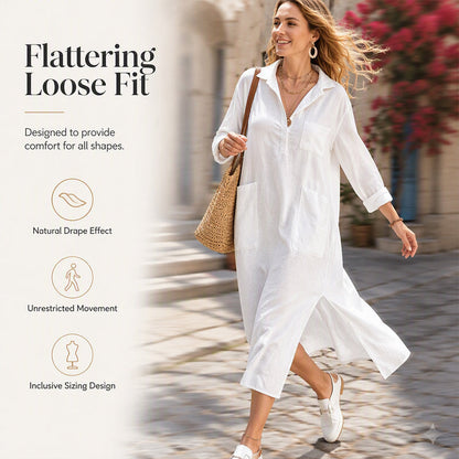 Women's Casual Loose Fit Maxi Shirt Dress