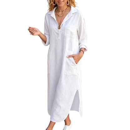 Women's Casual Loose Fit Maxi Shirt Dress