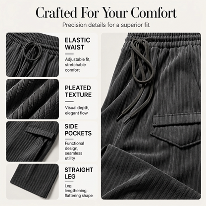 Women's Ribbed Drawstring Straight-Leg Trousers