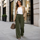Women's Ribbed Drawstring Straight-Leg Trousers