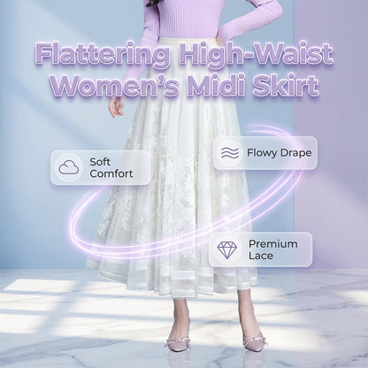 Women's Elegant High-Waist Midi Skirt