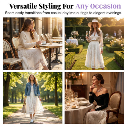Women's Elegant High-Waist Midi Skirt