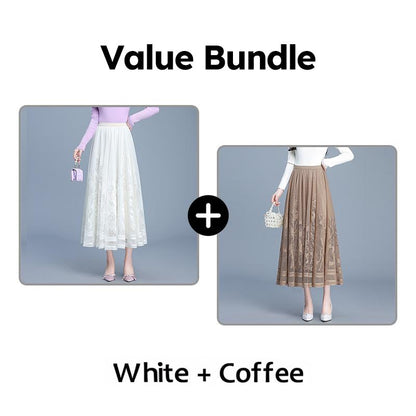 Women's Elegant High-Waist Midi Skirt