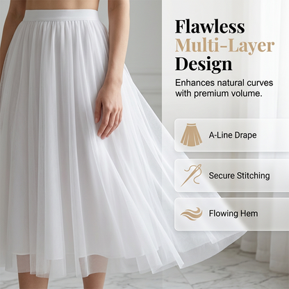Pleated A-Line Mesh Midi Skirt