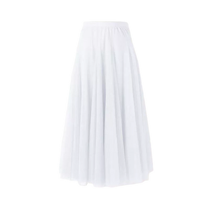 Pleated A-Line Mesh Midi Skirt