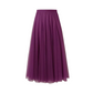 Pleated A-Line Mesh Midi Skirt
