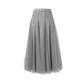 Pleated A-Line Mesh Midi Skirt