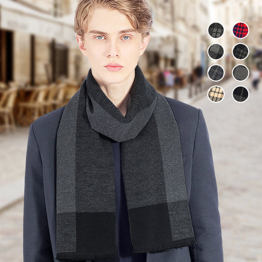 Men's Classic Warm Soft Plaid Scarf