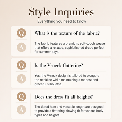 ✨🛍️Fresh Drop - V-Neck Pleated Dress with Side Pockets – Lightweight & Breezy for Beach Strolls or Brunch 🍃