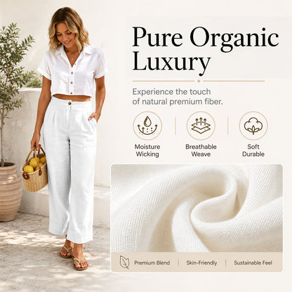🔥👖Women's Relaxed Fit Linen Blend Pants – Classic Straight Leg Trousers