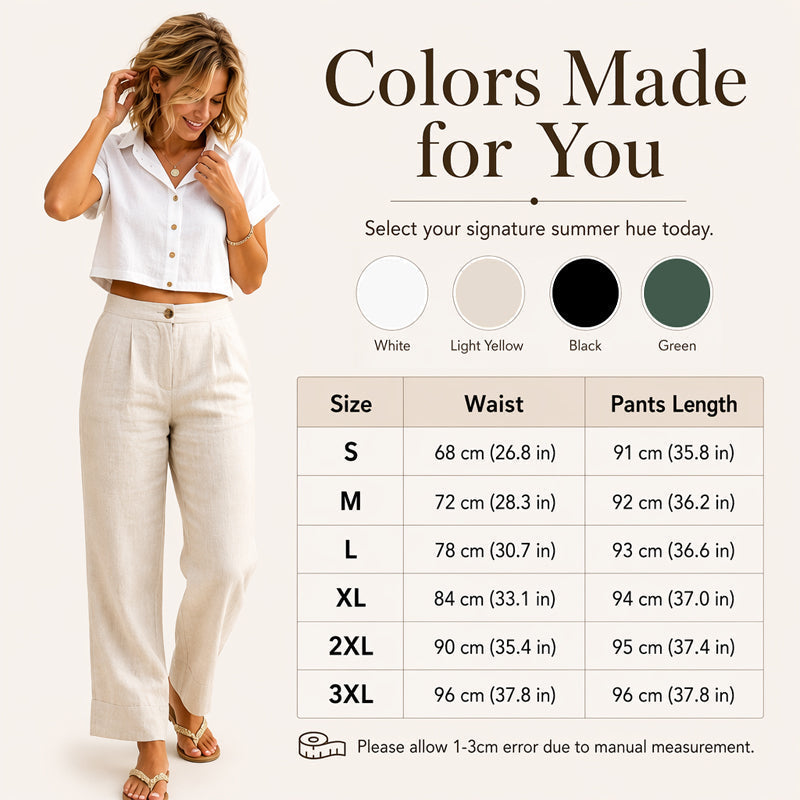 🔥👖Women's Relaxed Fit Linen Blend Pants – Classic Straight Leg Trousers