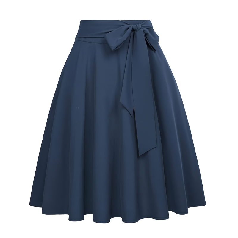 Women's Pleated High Waisted Skirt with Tie Bow