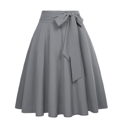 Women's Pleated High Waisted Skirt with Tie Bow