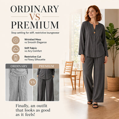 Women's Casual Shirt & Wide Leg Pants Set