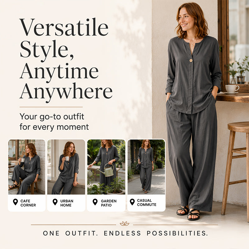 Women's Casual Shirt & Wide Leg Pants Set