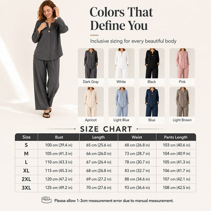 Women's Casual Shirt & Wide Leg Pants Set
