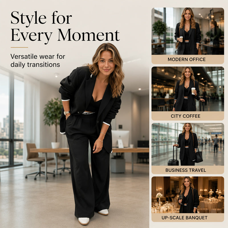 ✨🛍️Fresh Drop - Blazer & Wide-Leg Pant Suit – Clean Lines & Breezy Comfort for Confident All-Day Wear