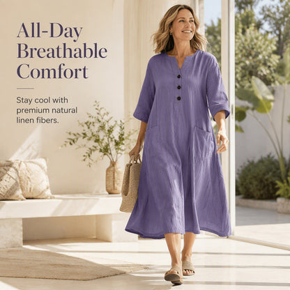 🏖️Summer Hot Sale 50% OFF🏝️👗Women’s Oversized A-Line Midi Dress with Pockets✨