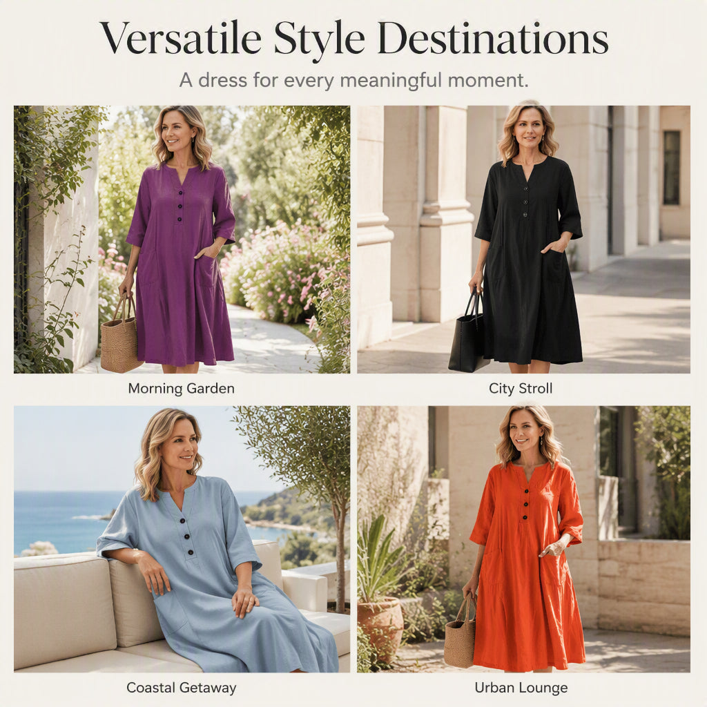 🏖️Summer Hot Sale 50% OFF🏝️👗Women’s Oversized A-Line Midi Dress with Pockets✨