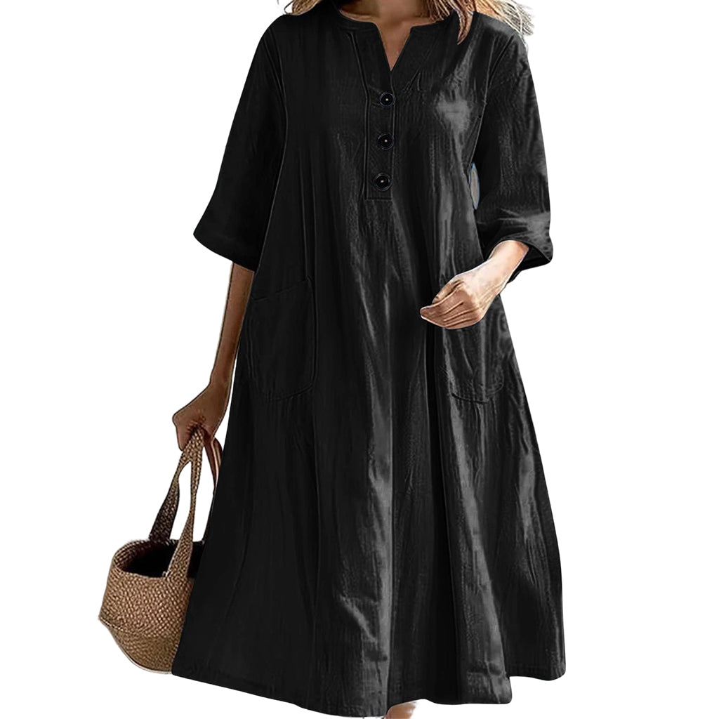 🏖️Summer Hot Sale 50% OFF🏝️👗Women’s Oversized A-Line Midi Dress with Pockets✨