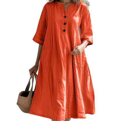 🏖️Summer Hot Sale 50% OFF🏝️👗Women’s Oversized A-Line Midi Dress with Pockets✨