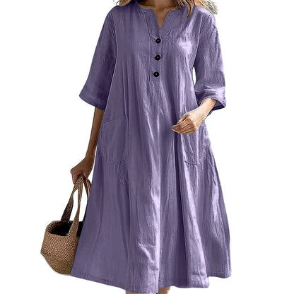 🏖️Summer Hot Sale 50% OFF🏝️👗Women’s Oversized A-Line Midi Dress with Pockets✨