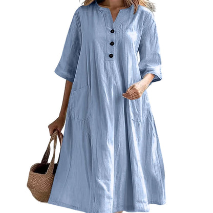 🏖️Summer Hot Sale 50% OFF🏝️👗Women’s Oversized A-Line Midi Dress with Pockets✨