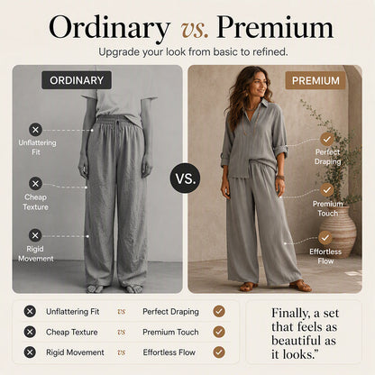 Women's Long Sleeve Shirt & Wide-Leg Pants Set