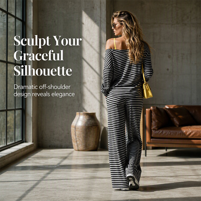 💖Latest Design💫 Casual Striped Set – Tank Top + Striped Top + Wide-Leg Pants