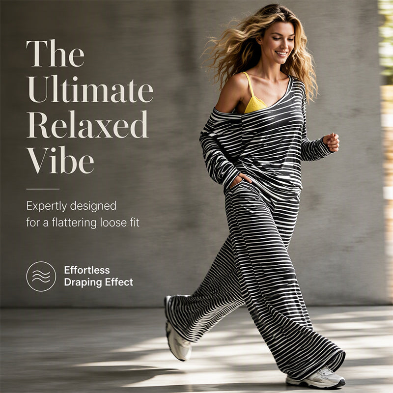💖Latest Design💫 Casual Striped Set – Tank Top + Striped Top + Wide-Leg Pants