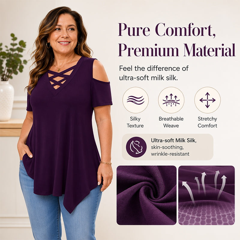 Women's Cold-Shoulder Criss Cross Top