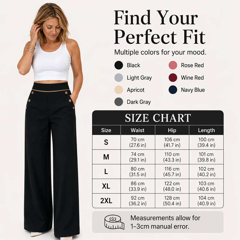 🔥Must-Have👖 Contrast-Trim Wide-Leg Pants – legant Drape & Flattering High-Rise