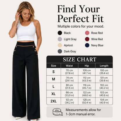 🔥Must-Have👖 Contrast-Trim Wide-Leg Pants – legant Drape & Flattering High-Rise