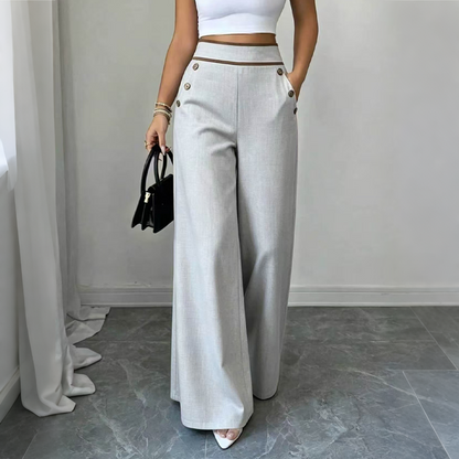 🔥Must-Have👖 Contrast-Trim Wide-Leg Pants – legant Drape & Flattering High-Rise