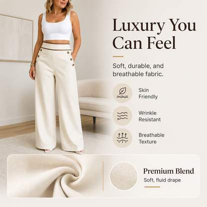 🔥Must-Have👖 Contrast-Trim Wide-Leg Pants – legant Drape & Flattering High-Rise