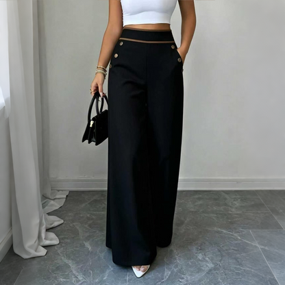 🔥Must-Have👖 Contrast-Trim Wide-Leg Pants – legant Drape & Flattering High-Rise