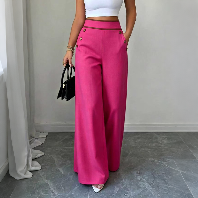 🔥Must-Have👖 Contrast-Trim Wide-Leg Pants – legant Drape & Flattering High-Rise