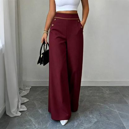 🔥Must-Have👖 Contrast-Trim Wide-Leg Pants – legant Drape & Flattering High-Rise