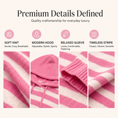 ✨🛍️Fresh Drop - Casual Hooded Pullover with Stripes – Easy Style for Coffee Runs or Relaxed Days