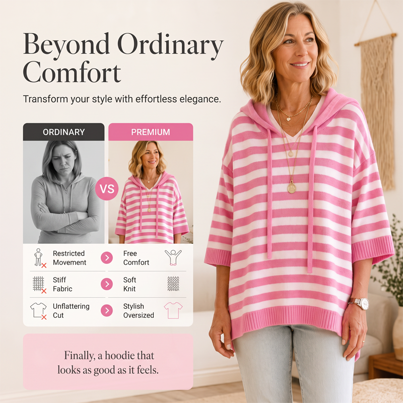 ✨🛍️Fresh Drop - Casual Hooded Pullover with Stripes – Easy Style for Coffee Runs or Relaxed Days