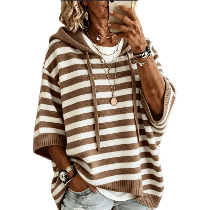 ✨🛍️Fresh Drop - Casual Hooded Pullover with Stripes – Easy Style for Coffee Runs or Relaxed Days